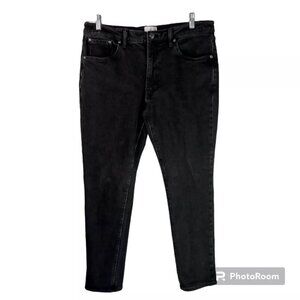 Men Jeans Black Slim Straight Leg 36
